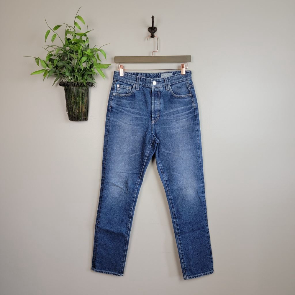 AG 28 Alexxis High Rise Vintage Slim Button fly Jeans Adriano Goldschmied 360